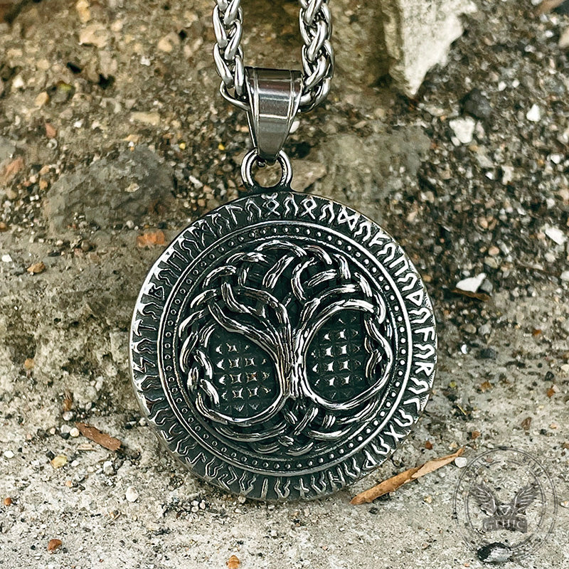 Tree of Life Aegishjalmur Stainless Steel Viking Pendant