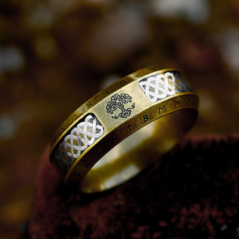 Tree of Life Knot Stainless Steel Viking Band Ring