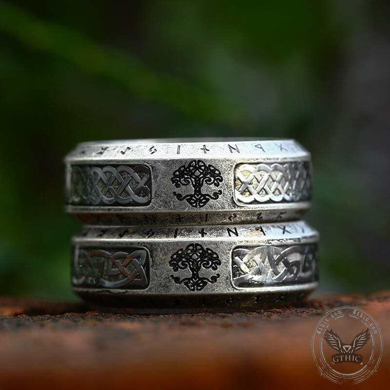 Tree of Life Knot Stainless Steel Viking Band Ring
