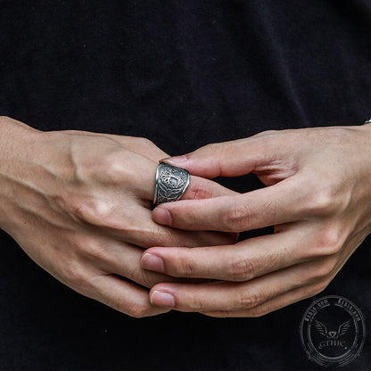 Tree of Life Raven Sterling Silver Viking Ring