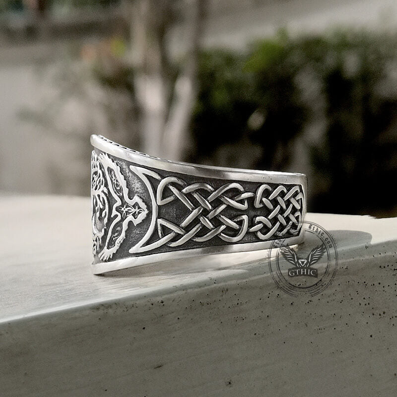 Tree of Life Raven Sterling Silver Viking Ring
