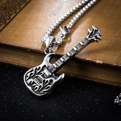 Guitar Necklace Pendant With Free Chain / Punk Style Jewelry