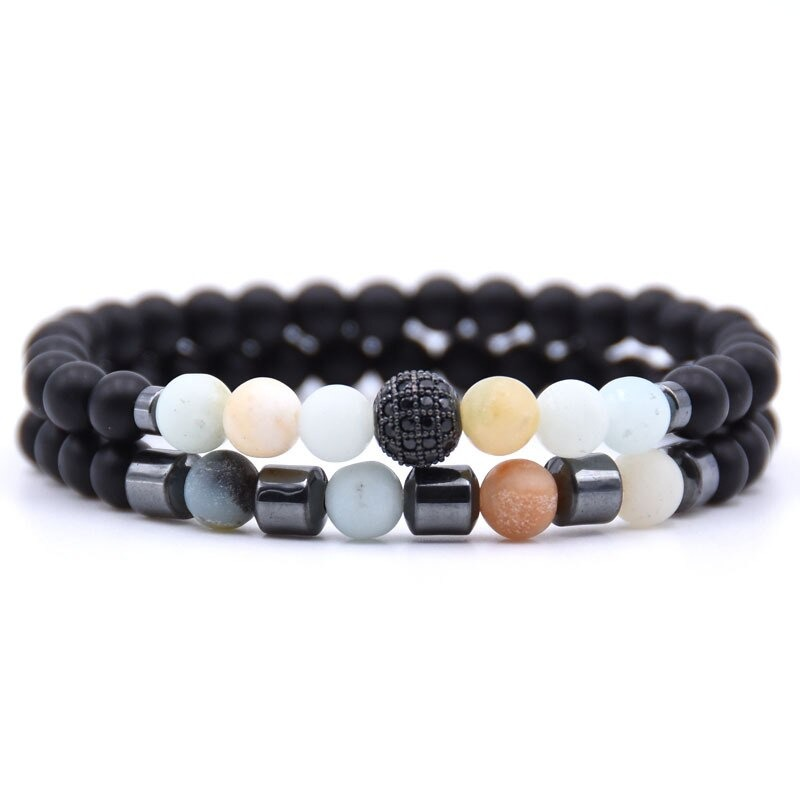 Natural Stone Beads Bracelet 2pcs/set / Paired Bracelets for and