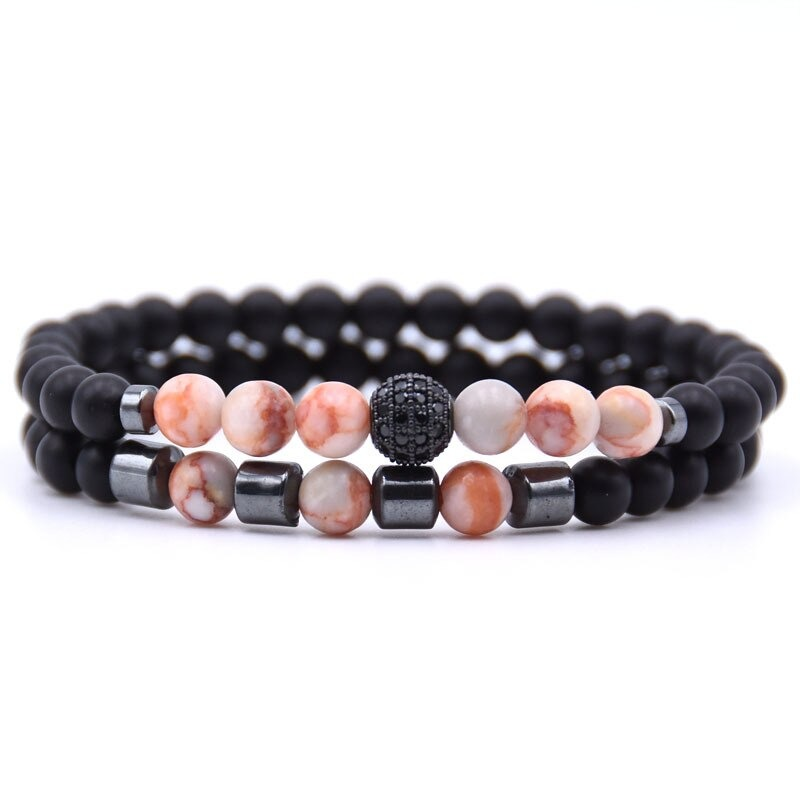 Natural Stone Beads Bracelet 2pcs/set / Paired Bracelets for and
