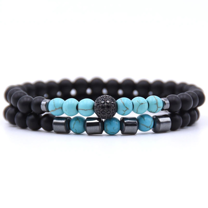 Natural Stone Beads Bracelet 2pcs/set / Paired Bracelets for and