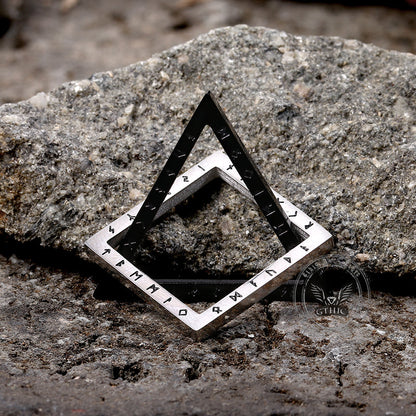 Triangle Geometric Viking Runes Stainless Steel Pendant