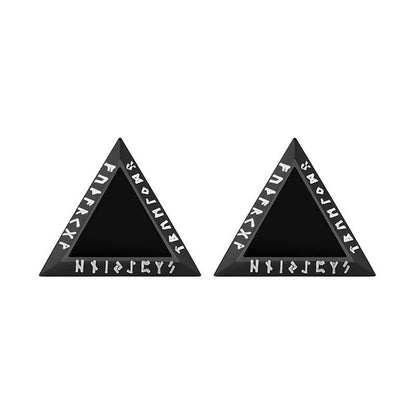 Triangular Viking Rune Stainless Steel Stud Earrings