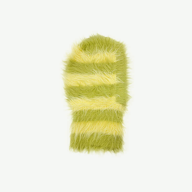 Two-tone Striped Knitted Balaclava Hat