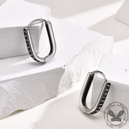 U Shaped Viking Runes Stainless Steel Earrings