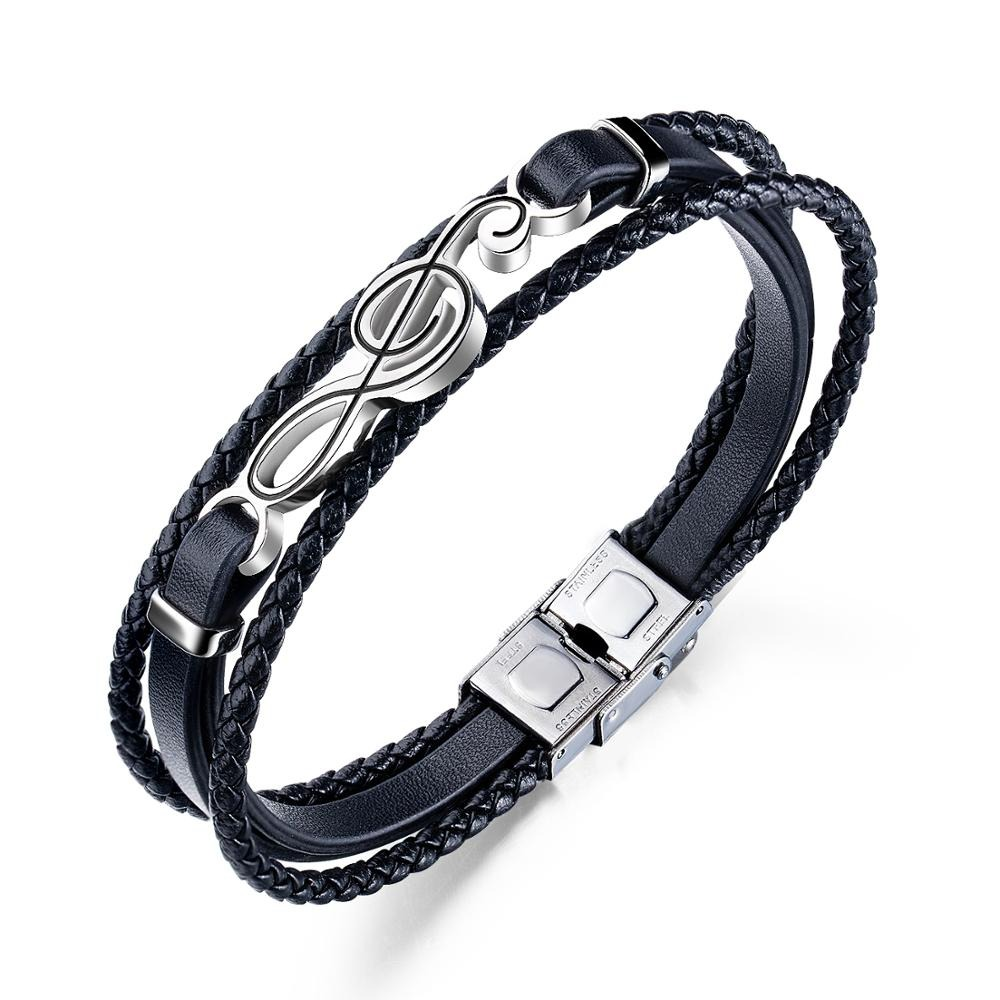 Unique Musical Symbol Bracelets / Pu Leather Bracelets / Punk Rock Rope Bangles