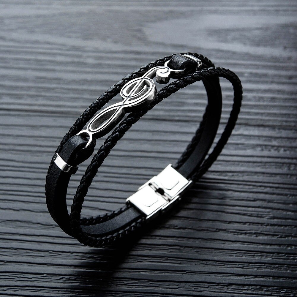 Unique Musical Symbol Bracelets / Pu Leather Bracelets / Punk Rock Rope Bangles