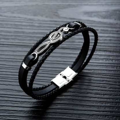 Unique Musical Symbol Bracelets / Pu Leather Bracelets / Punk Rock Rope Bangles