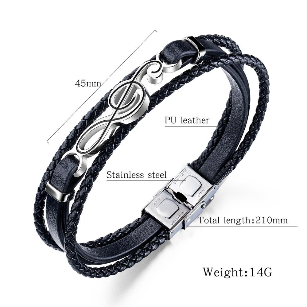 Unique Musical Symbol Bracelets / Pu Leather Bracelets / Punk Rock Rope Bangles