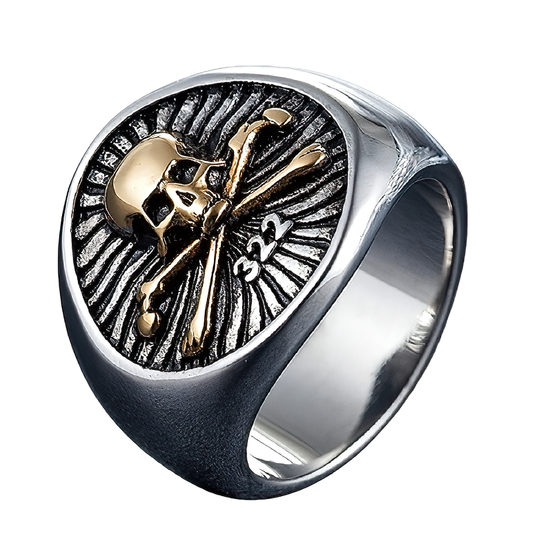 Unique Skull Pirate Ring / Gold Silver Color Stainless Steel Jewellery / Skeleton Gothic Rings