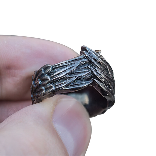 Dark Gray Ring / Aesthetic Wings Ring / Rock Style Jewelry