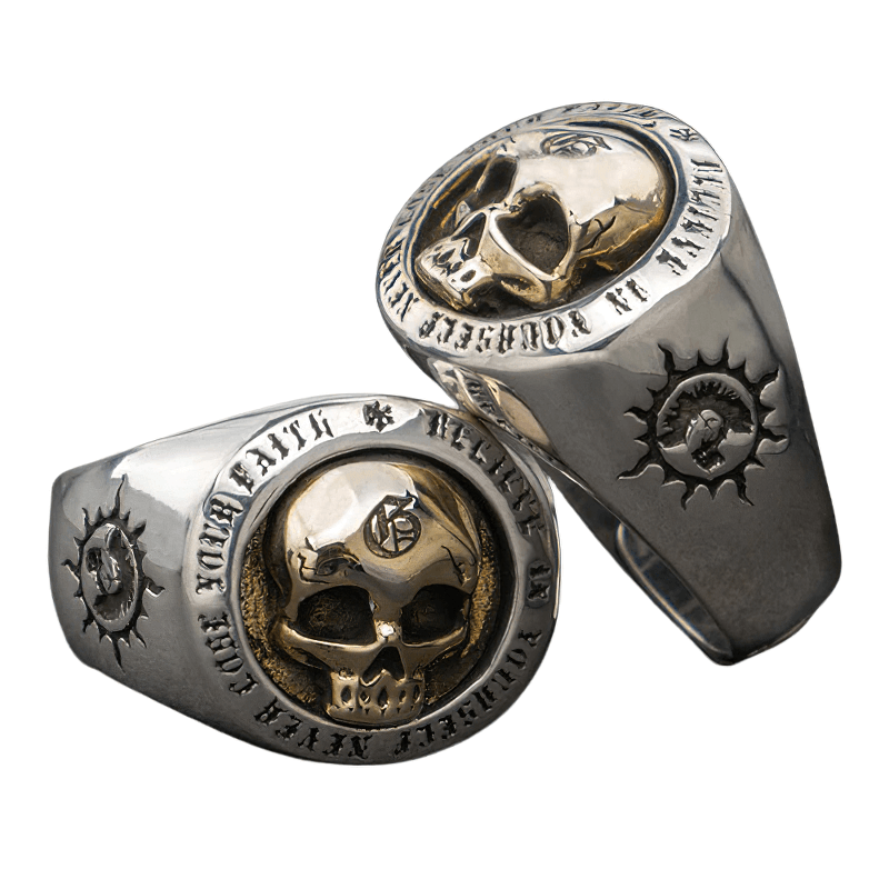 Gothic Ring of Skull Symbol / Alternative Jewelry of 925 Sterling Silver