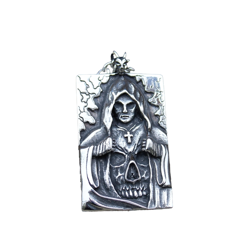 Pendant of Death With Cross Skeleton and Skull / Jewelry Stainless Steel