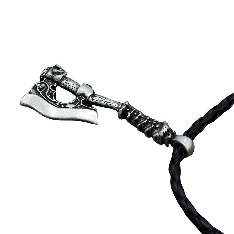 Pendant Viking Axe of Celtic Wolf and Raven / Stylish Necklace