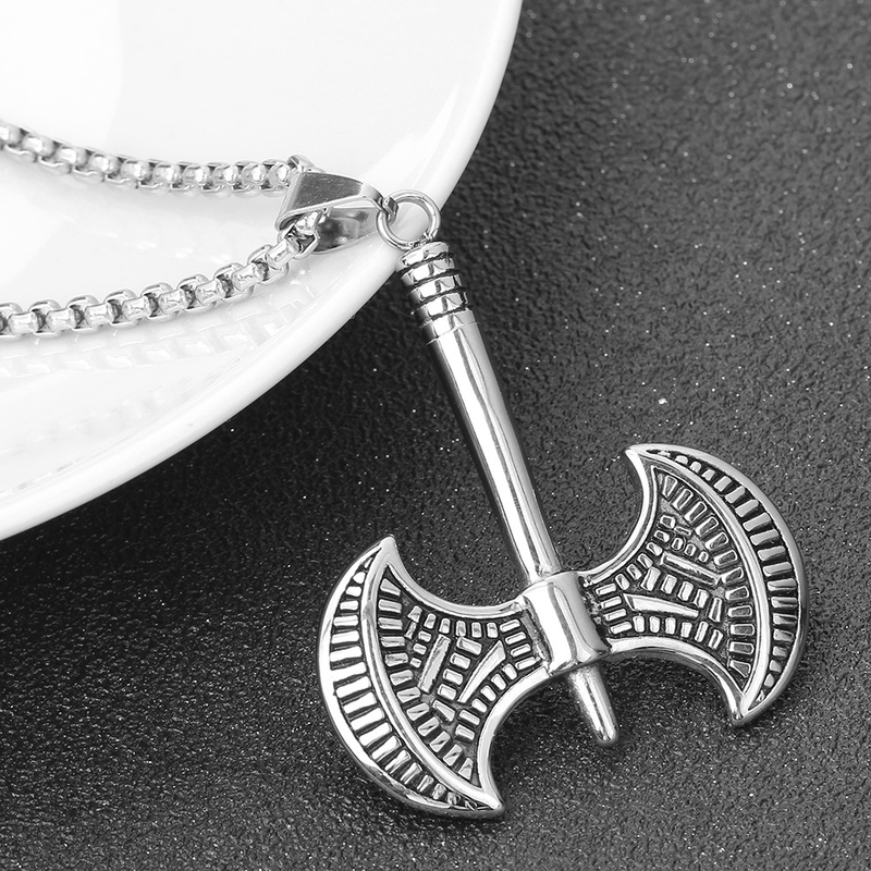 Pendant Viking Tomahawk / Handmade Stainless Steel Punk Necklace