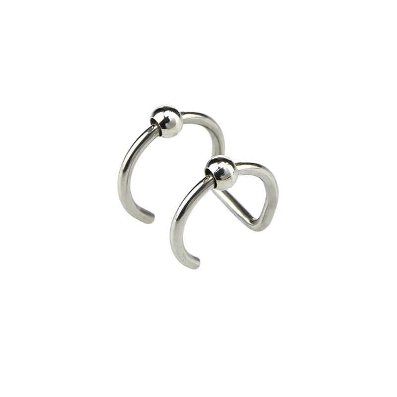 Stainless Steel Jewelry / Cool Steel Piercing / Rock Style Faux Body Piercing