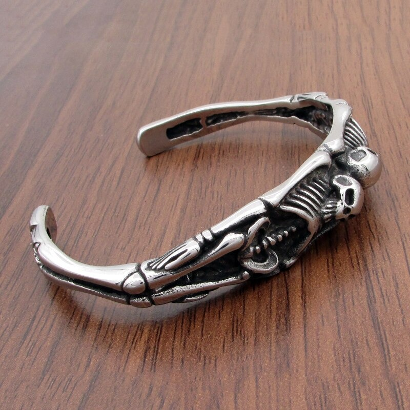 Stainless Steel Jewelry / Skeleton Bracelet / Punk Style Skull Bracelet