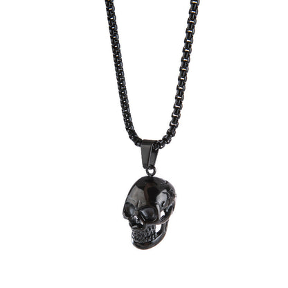 Stainless Steel Skull Necklace / Biker Rock Style Pendant and Chain