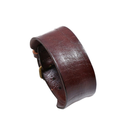 Wide Leather Bracelet / Brown Black Rope Bangles / Bracelet in Punk Style