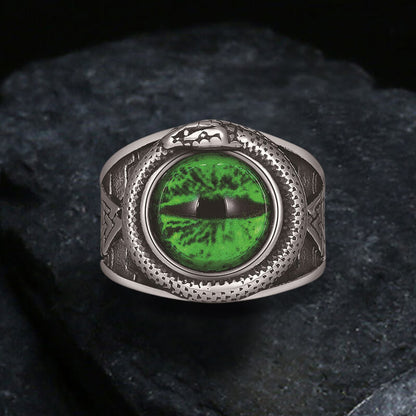Valknut Ouroboros Devil Eye Stainless Steel Ring