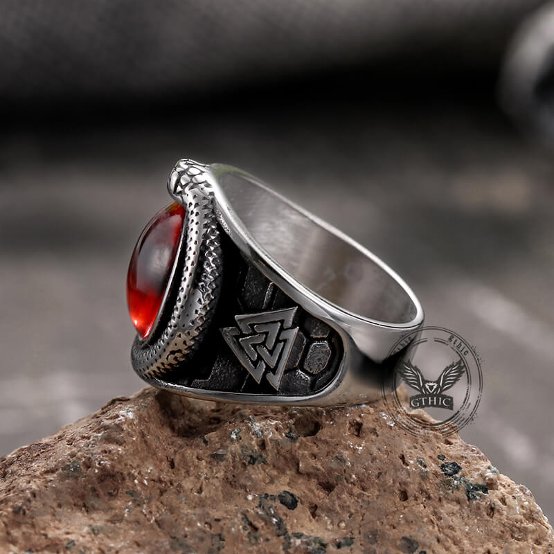 Valknut Ouroboros Devil Eye Stainless Steel Ring