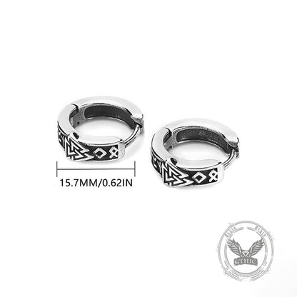 Valknut Rune Stainless Steel Viking Hoop Earrings