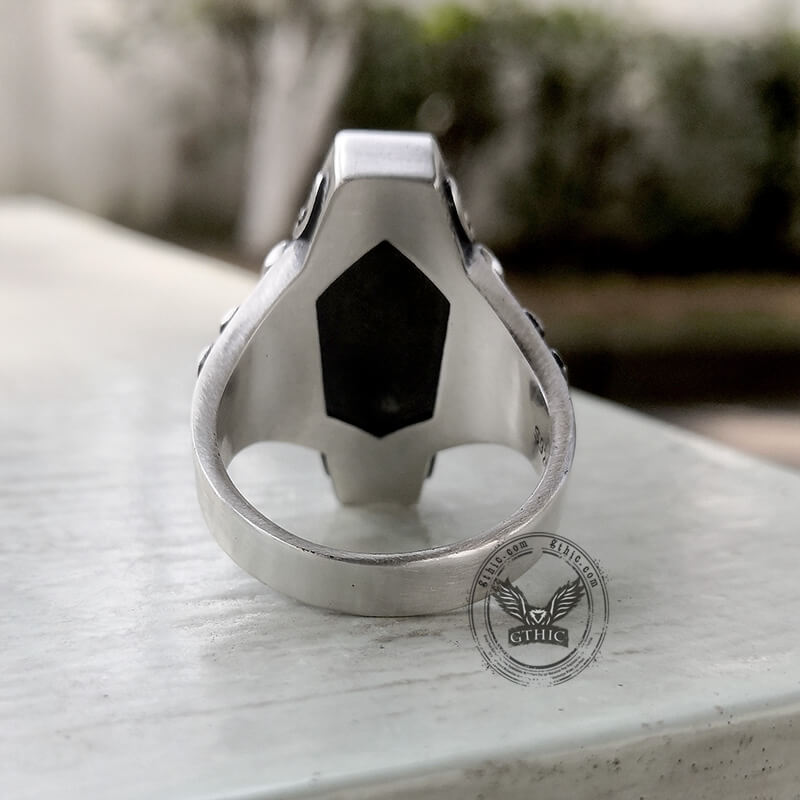 Vampire Coffin Sterling Silver Skull Ring