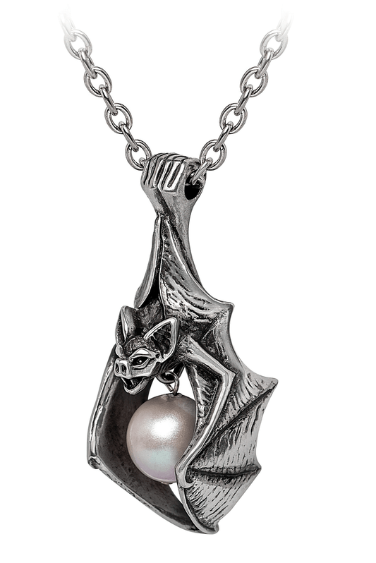 Vampire's Eye Bat Pendant With Luminous Pearl Moon