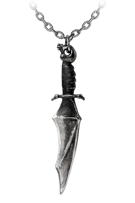 Vampyre Knife Pendant With Skull and Bat Wing Blade