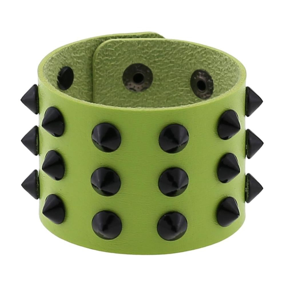 Vegan Leather Spike Bracelet / Wide Snap Button Wrap Bracelets / Wristband for and
