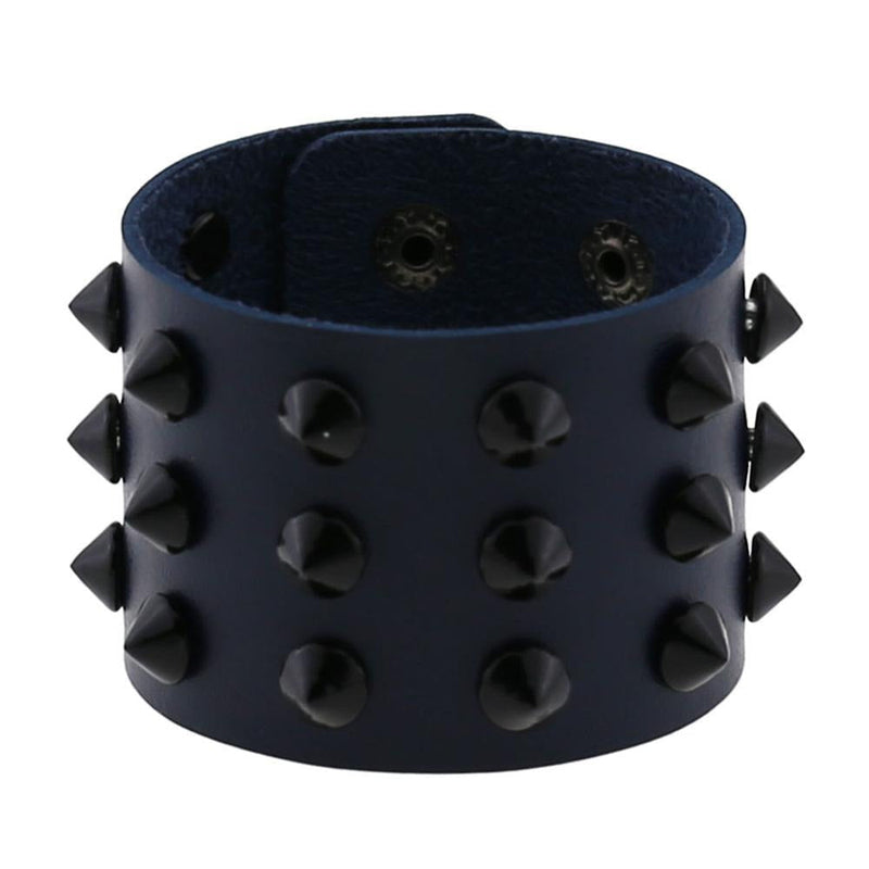 Vegan Leather Spike Bracelet / Wide Snap Button Wrap Bracelets / Wristband for and