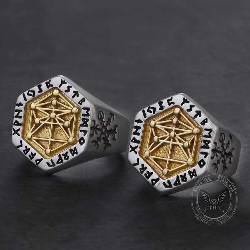 Vegvisir Totem Sterling Silver Viking Ring