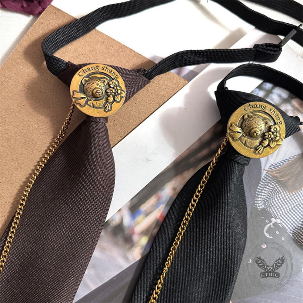 Versatile Bear Round-head Brooch Decorative Tie
