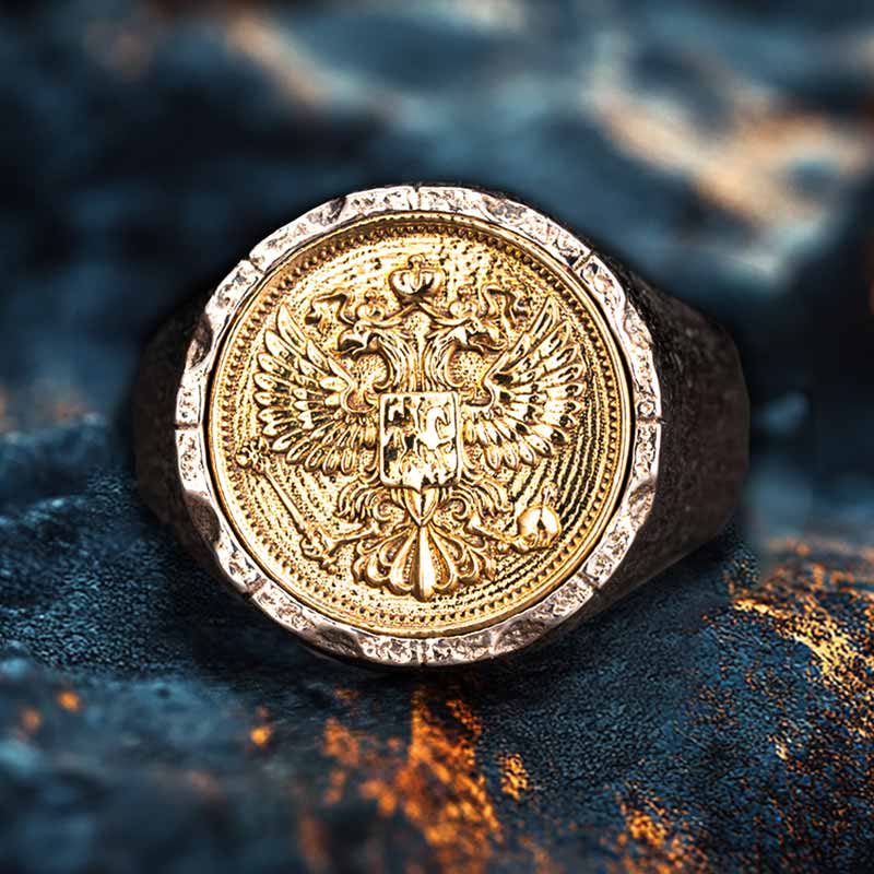 Victory Wings Double Headed Eagle Sterling Silver Ring