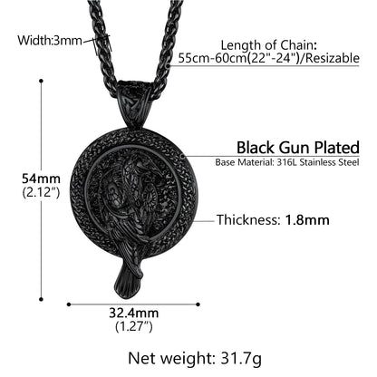 Viking Odin's Raven Pendant Necklace for