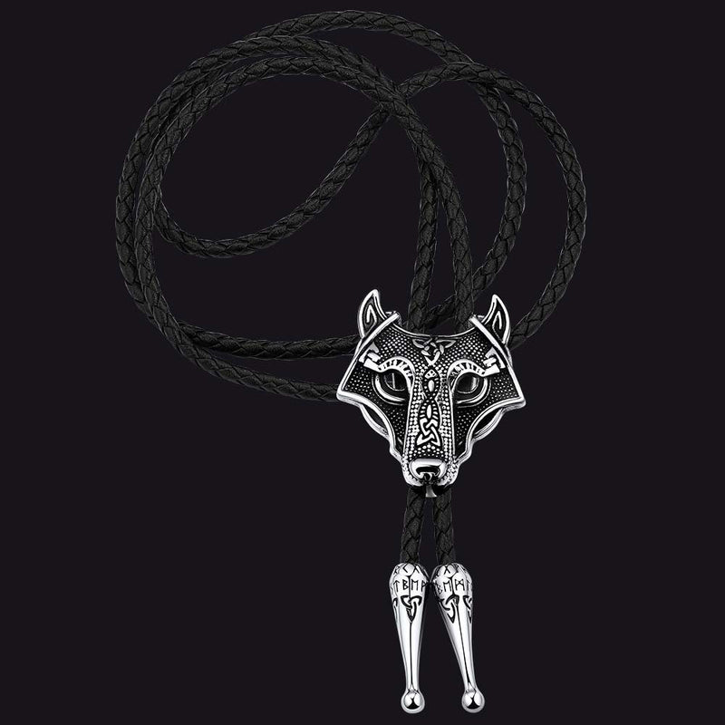Norse Viking Celtic Wolf Leather Bolo Ties for