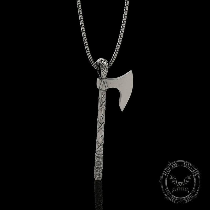Viking Gorehowl Tomahawk Sterling Silver Skull Pendant