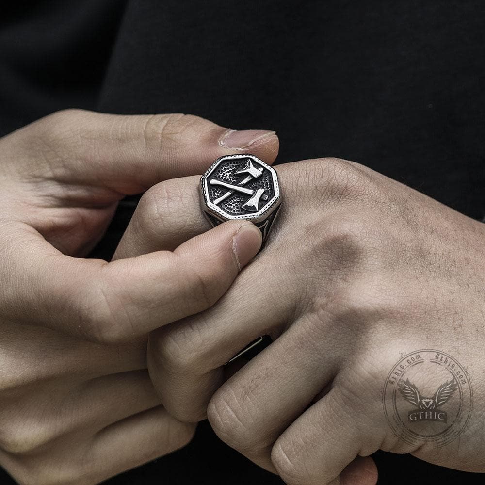 Viking Axe Stainless Steel Ring