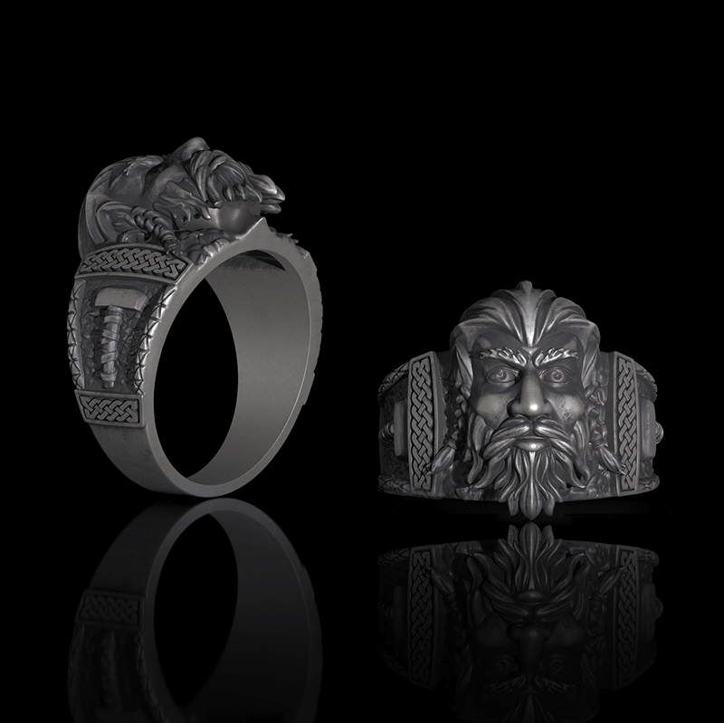 Viking God Thor's Hammer Sterling Silver Ring
