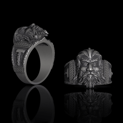 Viking God Thor's Hammer Sterling Silver Ring