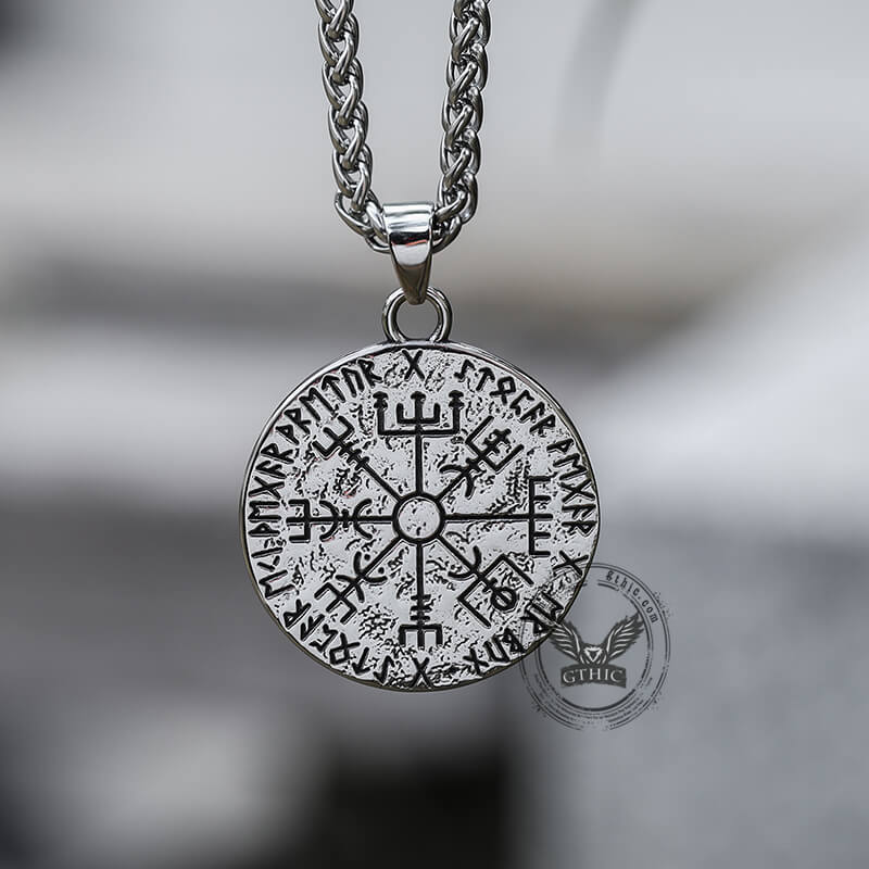 Viking Helm of Awe Runes Stainless Steel Pendant