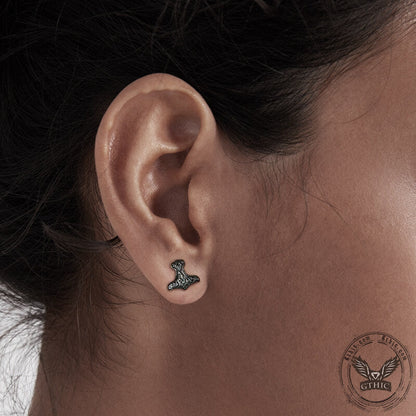 Viking Mjolnir Stainless Steel Stud Earrings