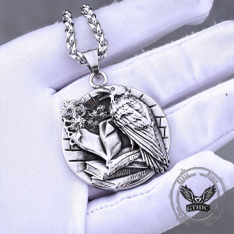 Viking Odin Raven ‌vegvisir Stainless Steel Pendant