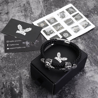 Viking Ravens Stainless Steel Braided Bracelet