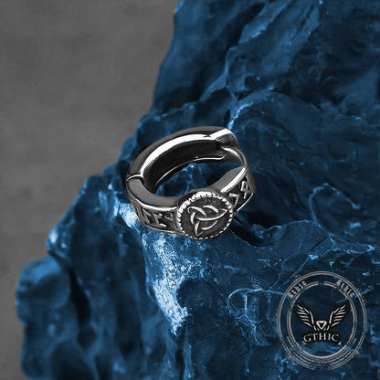 Viking Rune Celtic Knot Stainless Steel Hoop Earrings