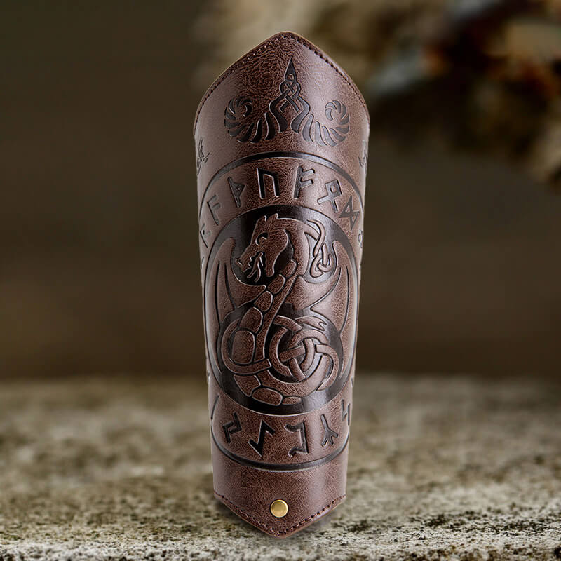 Viking Runes Flying Dragon Warrior Bracers